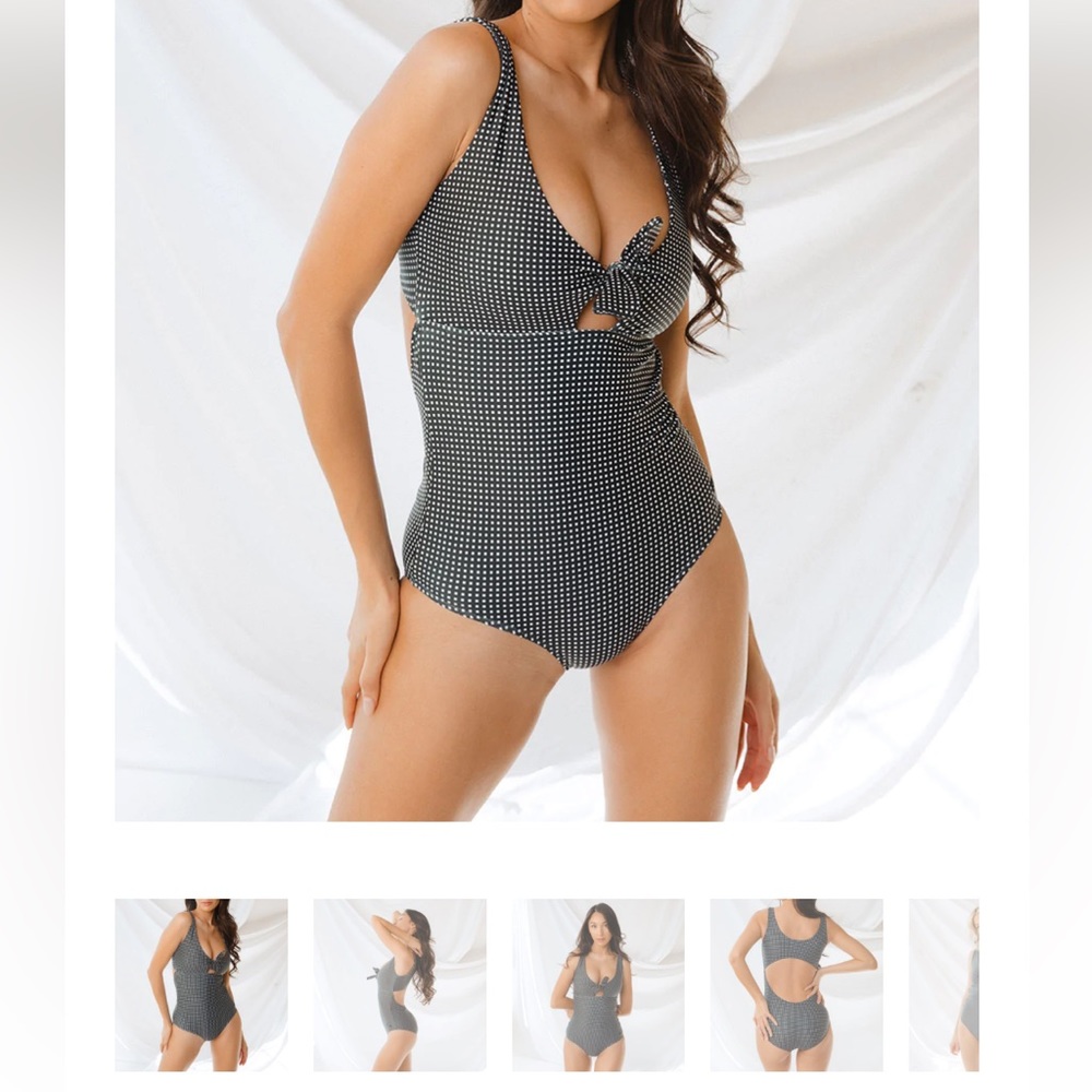 Albion large BLACK CHECKERS TOP KNOT ONE-PIECE